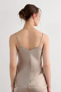 Silk Satin Top with V-neckline