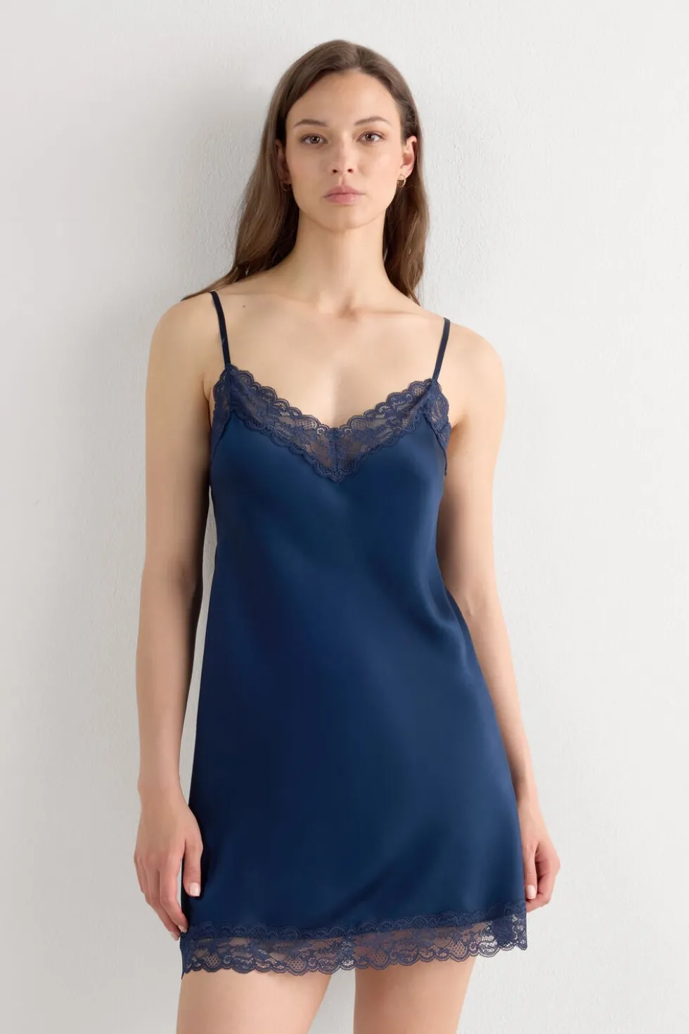 Silk Slip with Lace Insert Detail