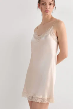 Silk Slip with Lace Insert Detail