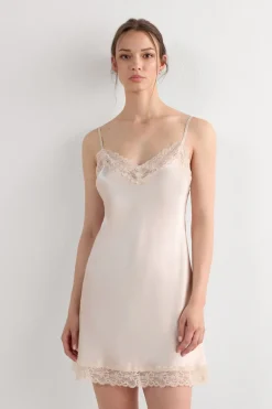 Silk Slip with Lace Insert Detail