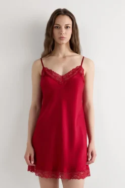 Silk Slip with Lace Insert Detail