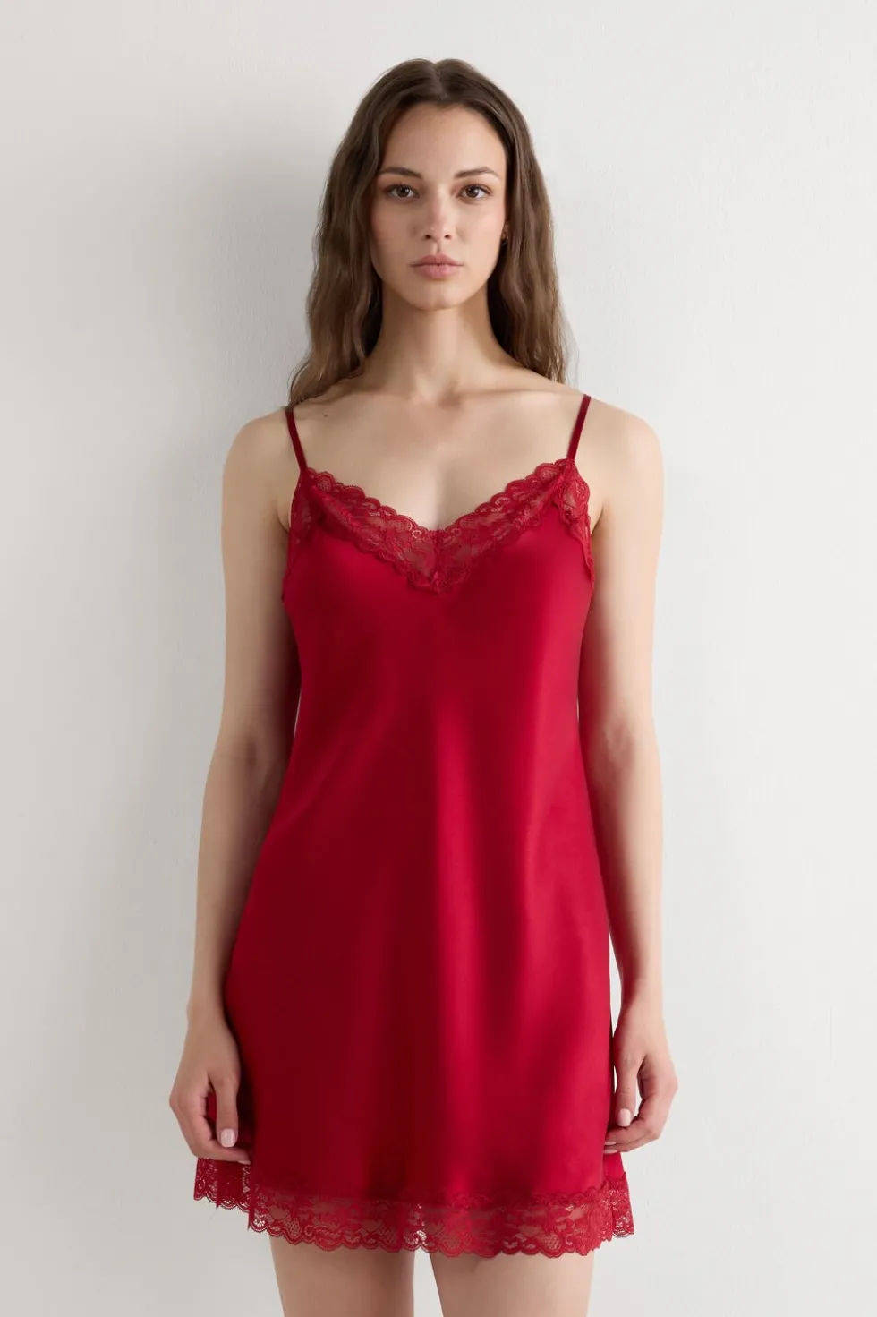 Silk Slip with Lace Insert Detail