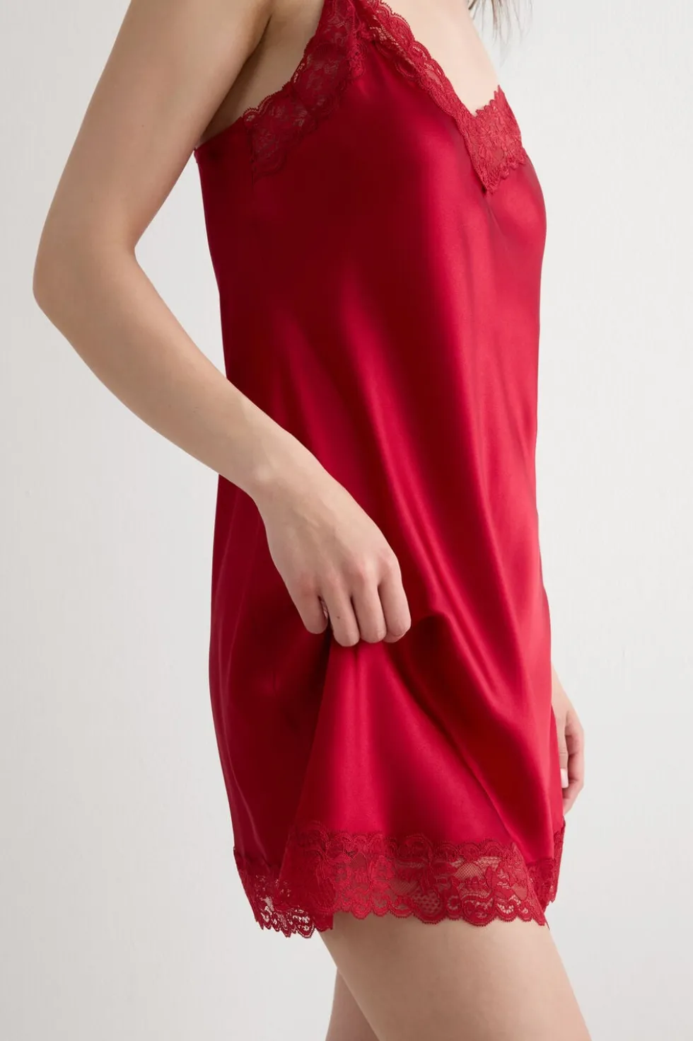 Silk Slip with Lace Insert Detail