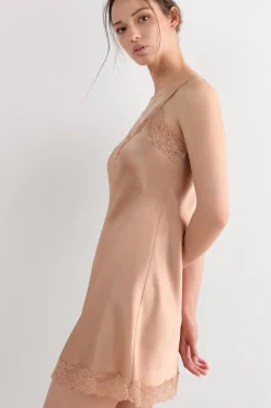 Silk Slip with Lace Insert Detail