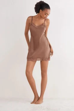 Silk Slip with Lace Insert Detail