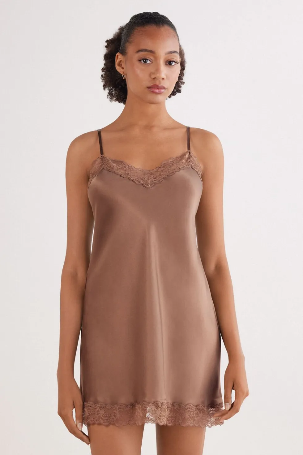 Silk Slip with Lace Insert Detail