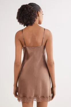 Silk Slip with Lace Insert Detail