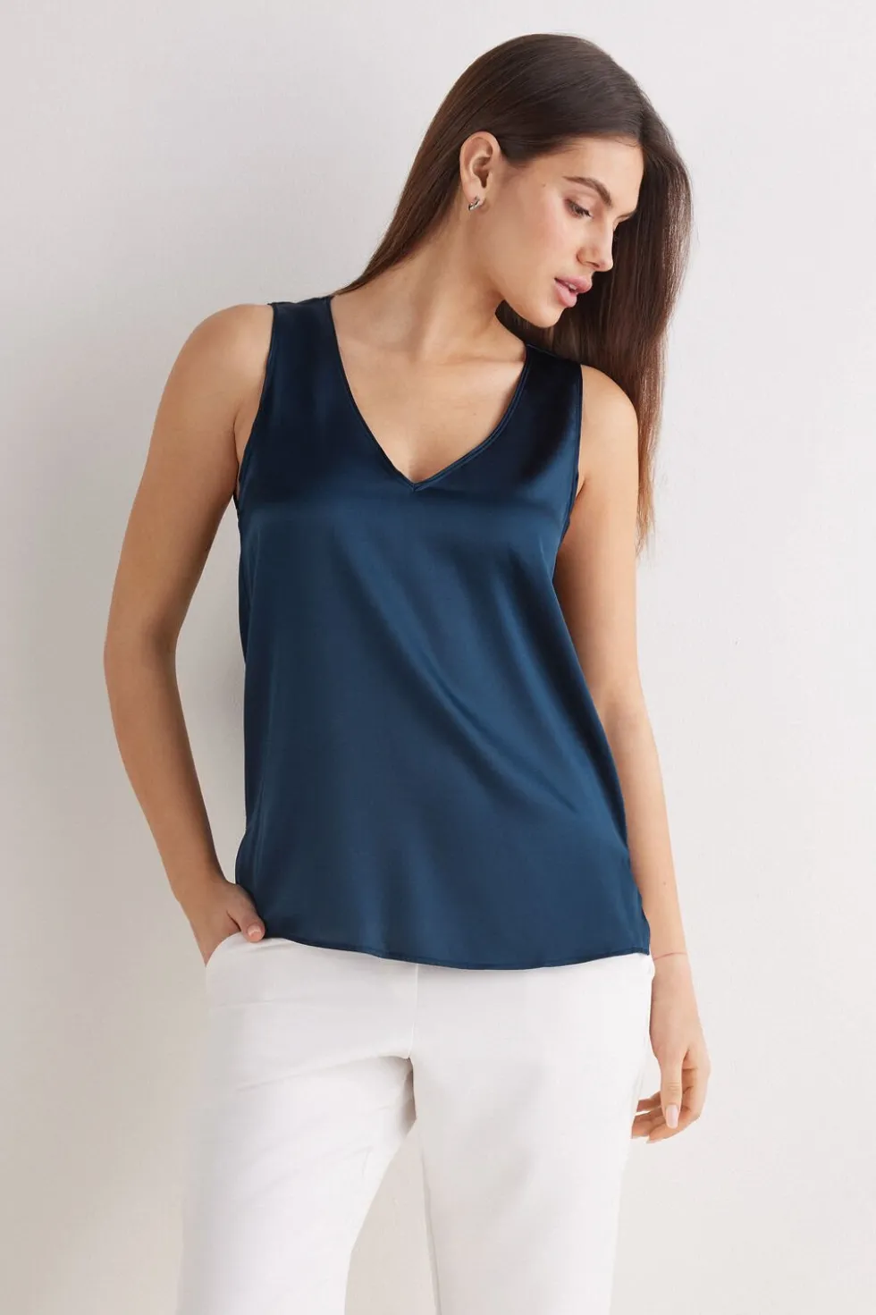 Silk V-Neck Tank Top