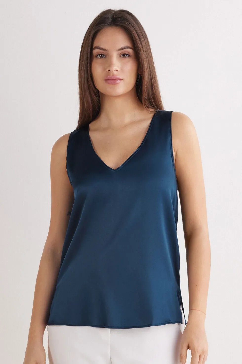 Silk V-Neck Tank Top
