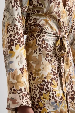 Simply Iconic Animal Print Viscose Satin Kimono