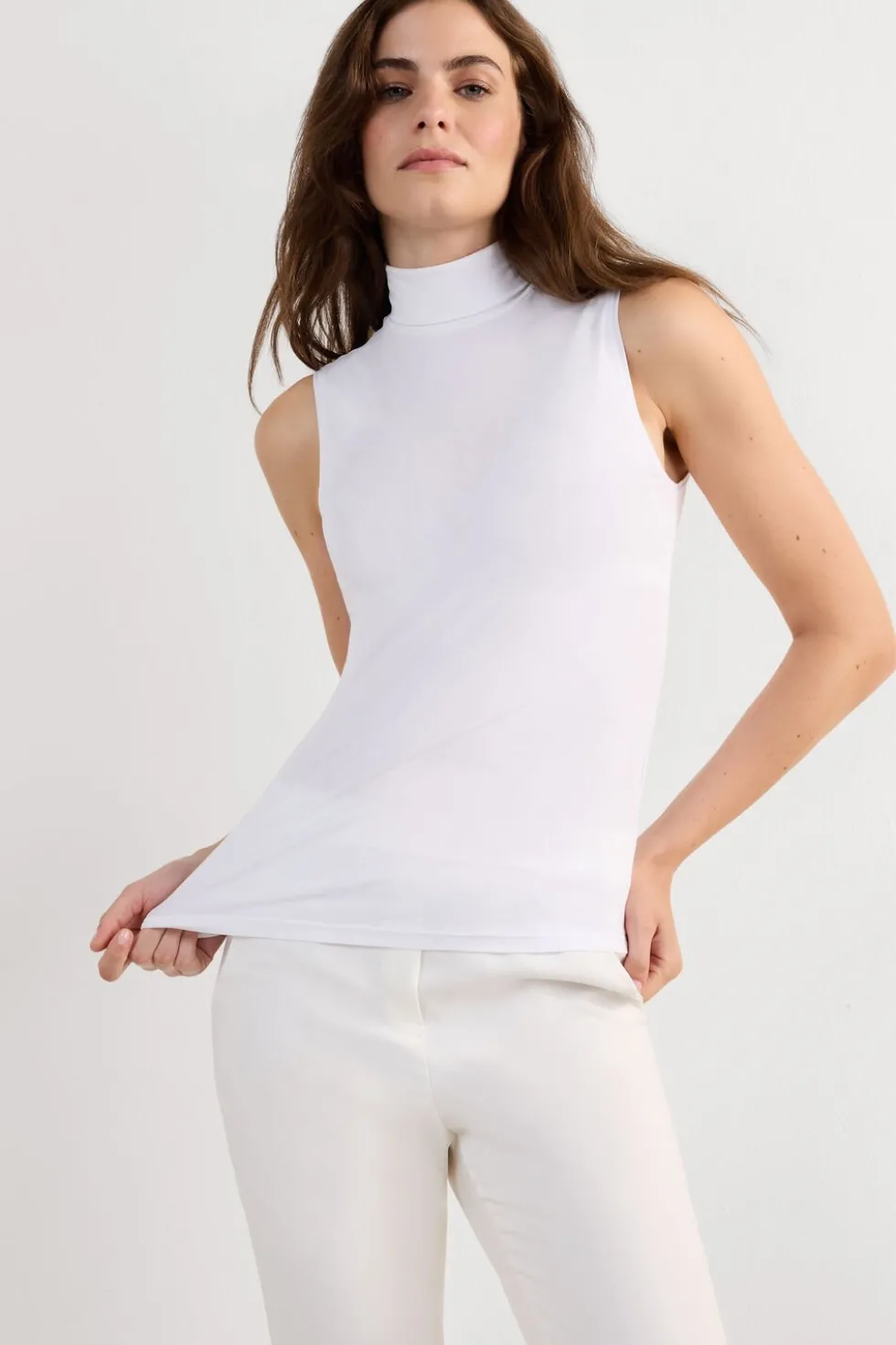 Sleeveless Turtleneck Micromodal Shirt