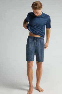 Stripe Print Cotton Shorts