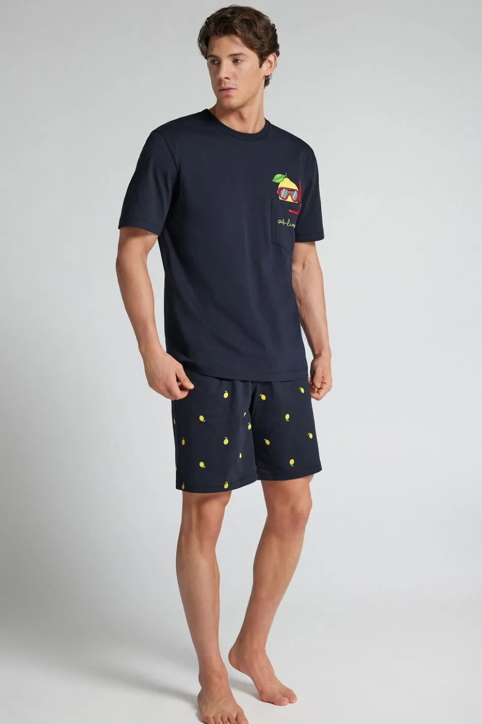 “Sub-Lime” Print Short Cotton Pajamas