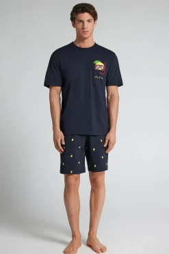 “Sub-Lime” Print Short Cotton Pajamas