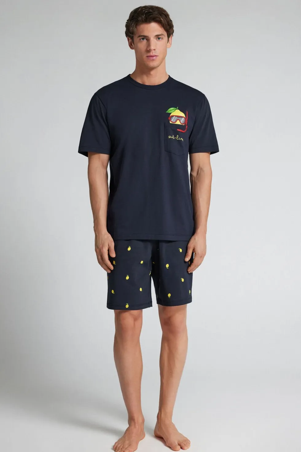 “Sub-Lime” Print Short Cotton Pajamas