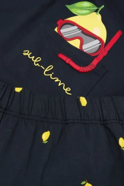 “Sub-Lime” Print Short Cotton Pajamas