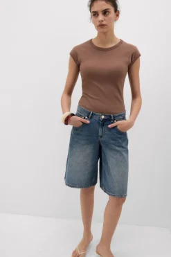 Superior Cotton Ribbed Short Sleeve Top