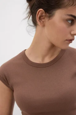 Superior Cotton Ribbed Short Sleeve Top
