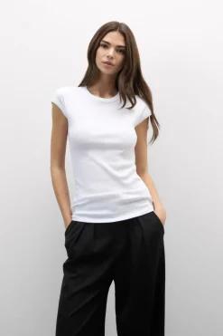 Superior Cotton Ribbed Short Sleeve Top