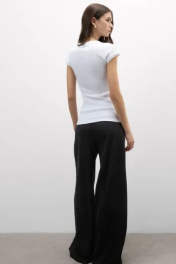 Superior Cotton Ribbed Short Sleeve Top