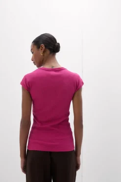 Superior Cotton Ribbed Short Sleeve Top