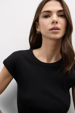 Superior Cotton Ribbed Short Sleeve Top