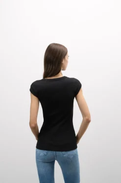 Superior Cotton Ribbed Short Sleeve Top