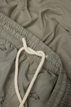 Swim Trunks with Embroidered Sharks