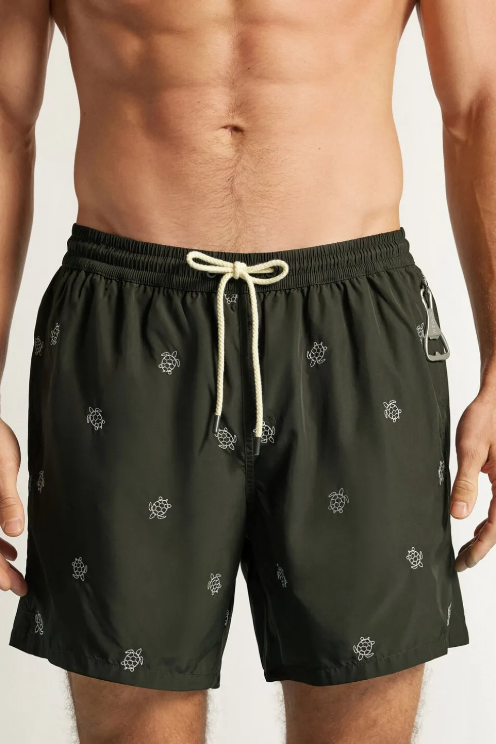 Swim Trunks with Embroidered Turtles