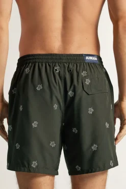 Swim Trunks with Embroidered Turtles