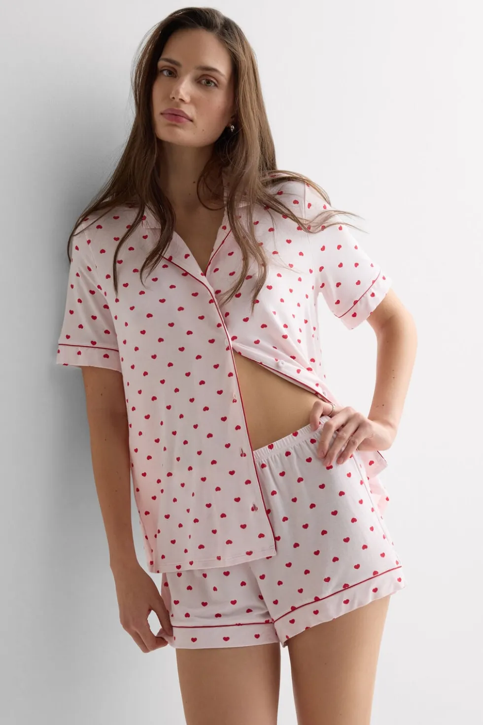 The Love Club Modal Button Up Short Pajamas