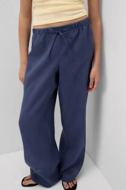 The Pure Linen Full Length Drawstring Pants in Linen Fabric