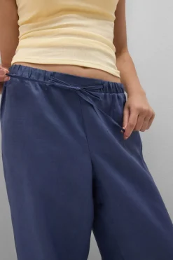 The Pure Linen Full Length Drawstring Pants in Linen Fabric