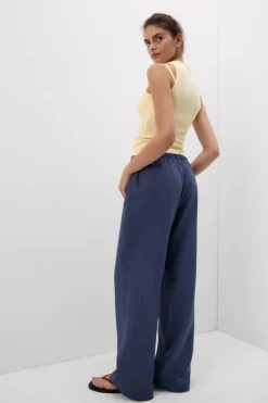 The Pure Linen Full Length Drawstring Pants in Linen Fabric