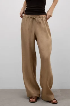 The Pure Linen Full Length Drawstring Pants in Linen Fabric