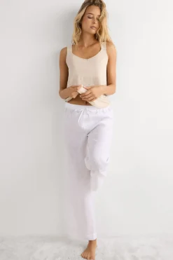 The Pure Linen Full Length Drawstring Pants in Linen Fabric