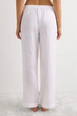 The Pure Linen Full Length Drawstring Pants in Linen Fabric
