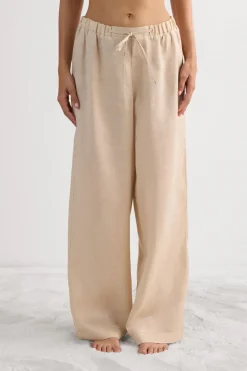 The Pure Linen Full Length Drawstring Pants in Linen Fabric
