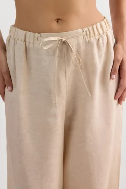 The Pure Linen Full Length Drawstring Pants in Linen Fabric