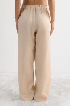 The Pure Linen Full Length Drawstring Pants in Linen Fabric