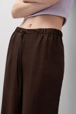 The Pure Linen Full Length Drawstring Pants in Linen Fabric