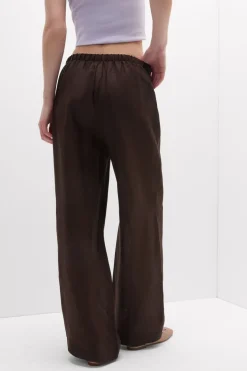 The Pure Linen Full Length Drawstring Pants in Linen Fabric