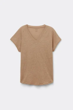The Pure Linen Short Sleeve V-Neck Top in Linen