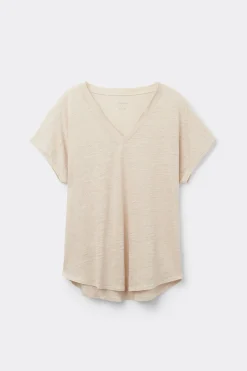 The Pure Linen Short Sleeve V-Neck Top in Linen