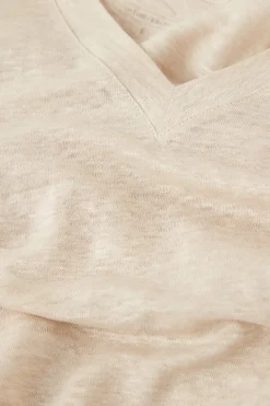 The Pure Linen Short Sleeve V-Neck Top in Linen