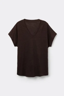 The Pure Linen Short Sleeve V-Neck Top in Linen
