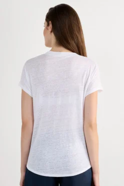 The Pure Linen Short Sleeve V-Neck Top in Linen