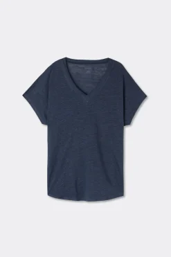 The Pure Linen Short Sleeve V-Neck Top in Linen