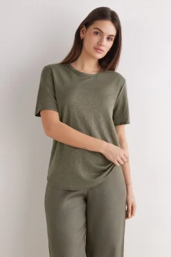 The Pure Linen Short Sleeve Top in Linen