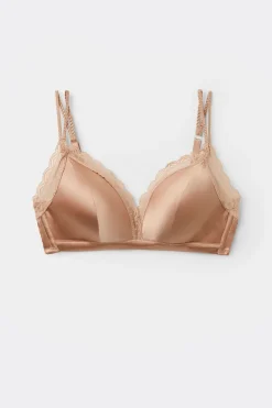 Tiziana Wireless Plunge Triangle Bra in Silk and Lace